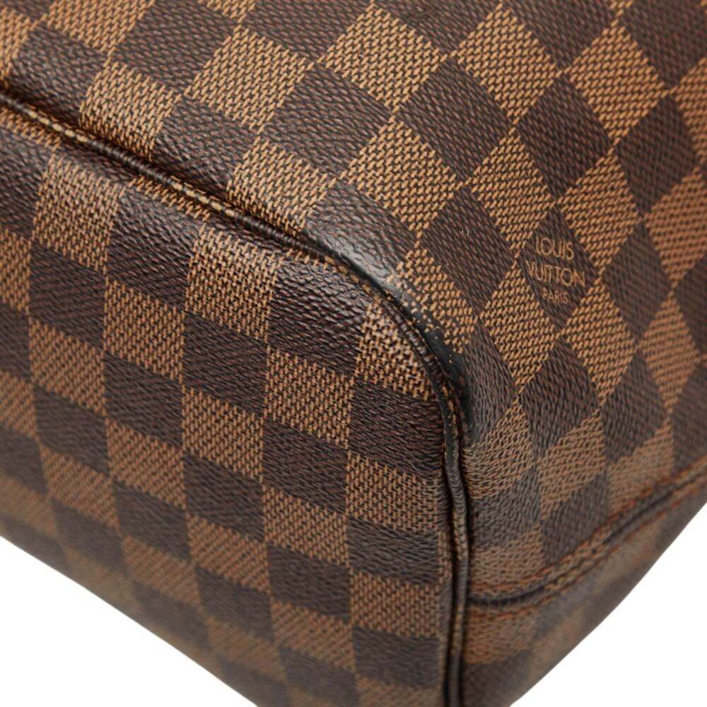 LOUIS VUITTON Authentic Brown Damier Leather Neverfull MM Tote Bag - Picture 6 of 14